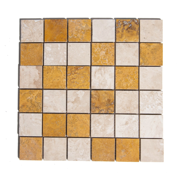 Mozaic Travertin Classic Yellow Lustruit 4.8 x 4.8 x 1 cm