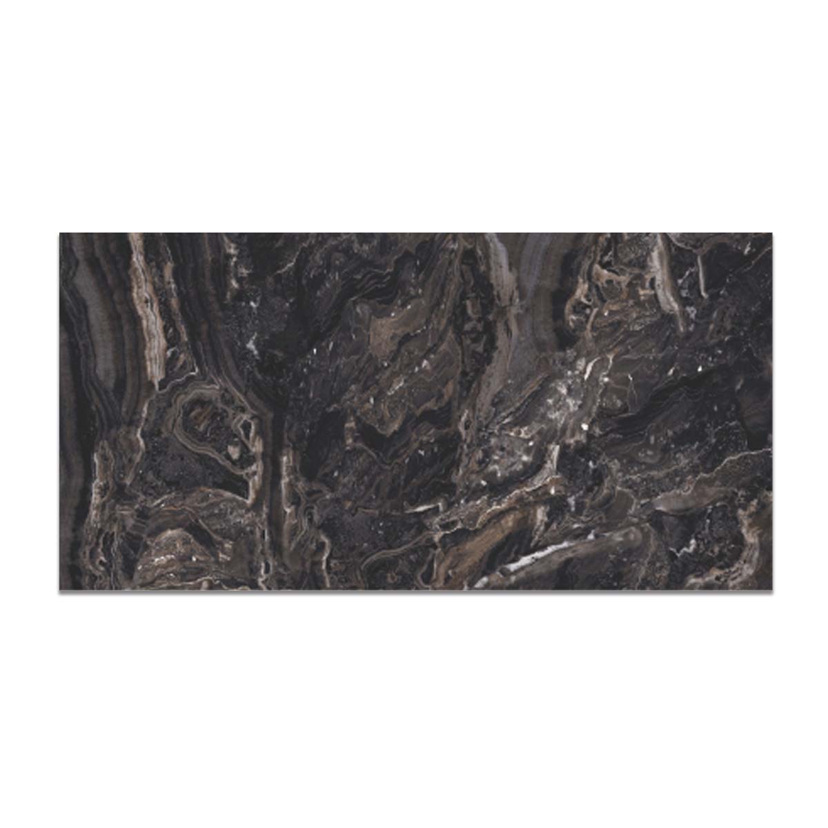 Gresie Portelanata Rectificata Explosion Black Lucioasa 120 x 240 x0.9 cm